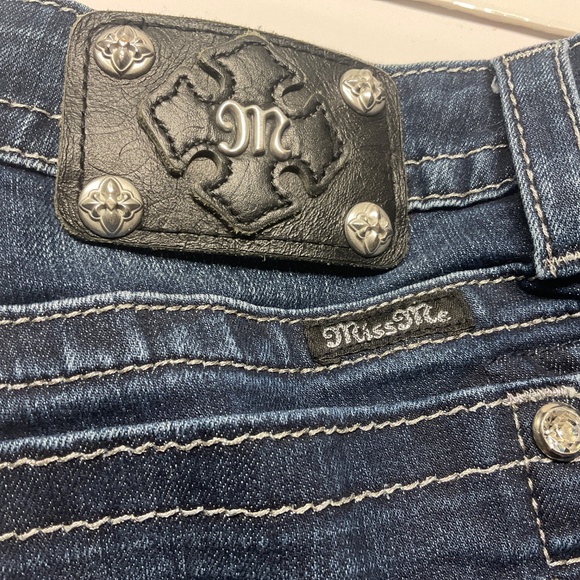 MISS ME SIGNATURE ANKLE SKINNY JEANS SZ 34 DESIGNED IN USA CRYSTALS AND SILVER - Picture 5 of 6